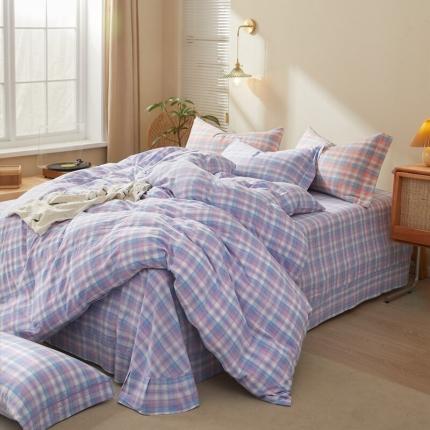 三沁2023新款直播爆款色织水洗棉单品系列单被套 王炸紫