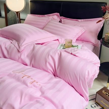 91家纺网 家纺一手货源 找家纺 （总）慕尚 2025新款60支长绒棉提花条纹系列四件套