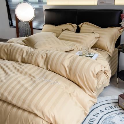 91家纺网 家纺一手货源 找家纺 （总）慕尚 2025新款60支长绒棉提花条纹系列四件套