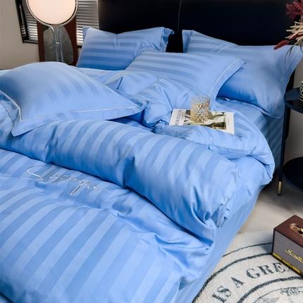 91家纺网 家纺一手货源 找家纺 （总）慕尚 2025新款60支长绒棉提花条纹系列四件套