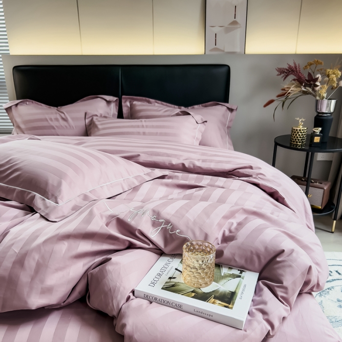 91家纺网 家纺一手货源 找家纺 （总）慕尚 2025新款60支长绒棉提花条纹系列四件套