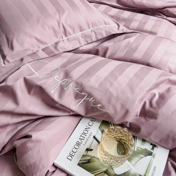 91家纺网 家纺一手货源 找家纺 （总）慕尚 2025新款60支长绒棉提花条纹系列四件套