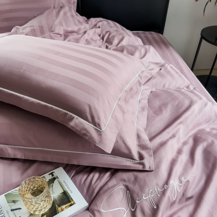 91家纺网 家纺一手货源 找家纺 （总）慕尚 2025新款60支长绒棉提花条纹系列四件套