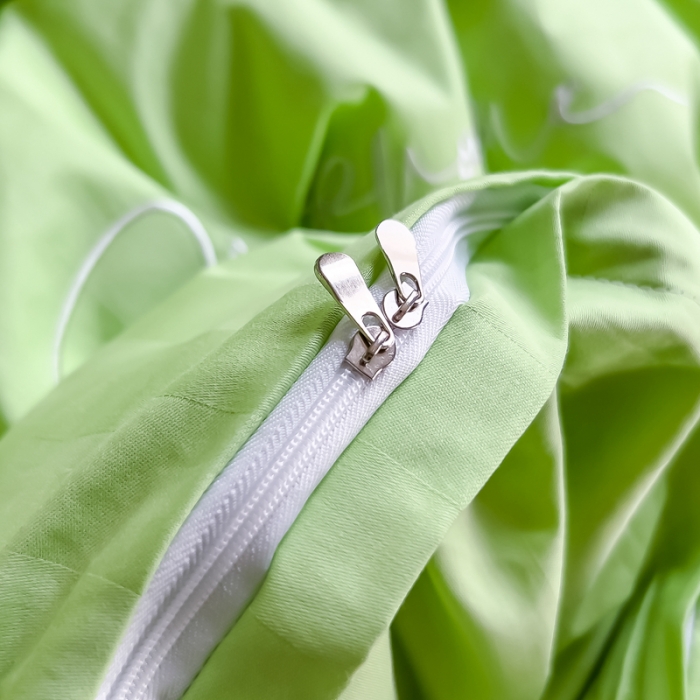 91家纺网 家纺一手货源 找家纺 慕尚 2025新款60支长绒棉提花条纹系列四件套 条纹浅绿