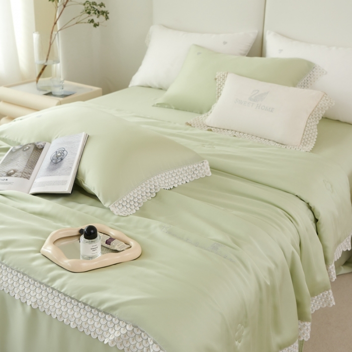 91家纺网 家纺一手货源 找家纺 （总）榻尚家居 2023新款60支法式蕾丝天丝夏被四件套