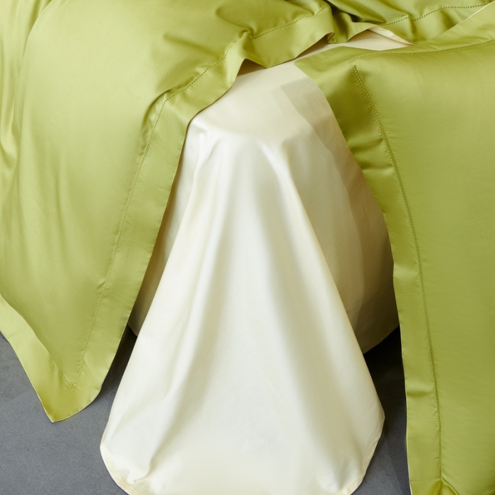 91家纺网 家纺一手货源 找家纺 榻尚家居 2023新款极简促销打孔长绒棉四件套 芥末 -米黄