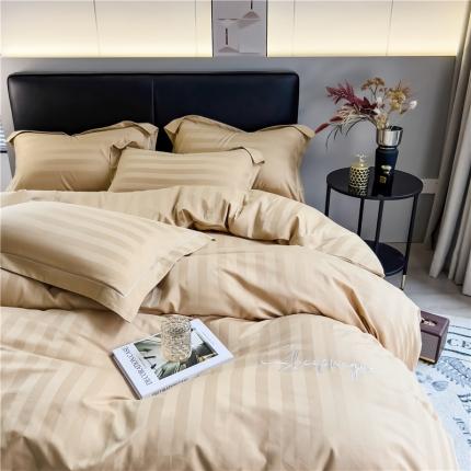 91家纺网 家纺一手货源 找家纺 （总）慕尚 2025新款60支长绒棉提花条纹系列单品被套