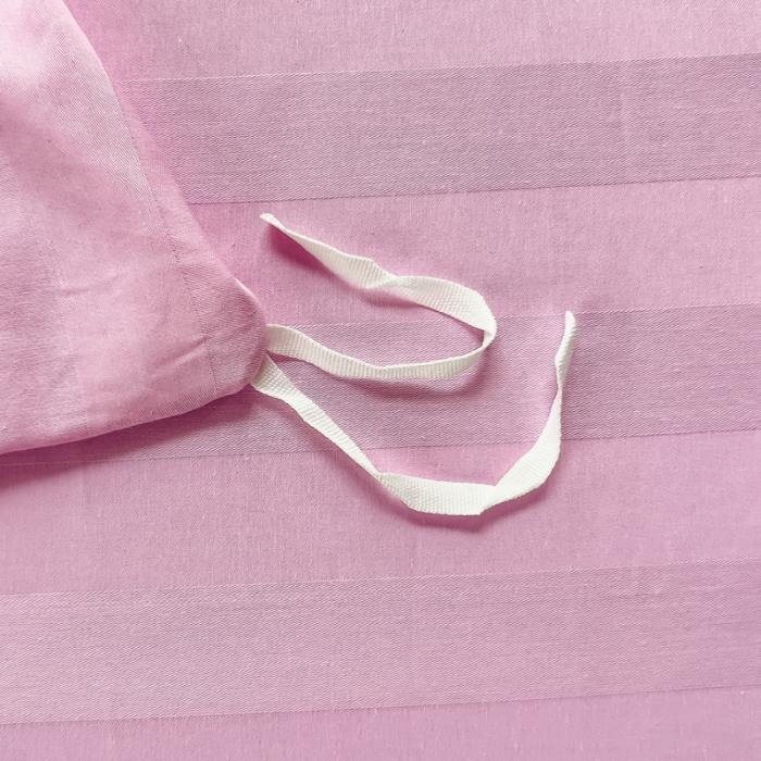 91家纺网 家纺一手货源 找家纺 慕尚 2025新款60支长绒棉提花条纹系列单品床单 条纹粉色