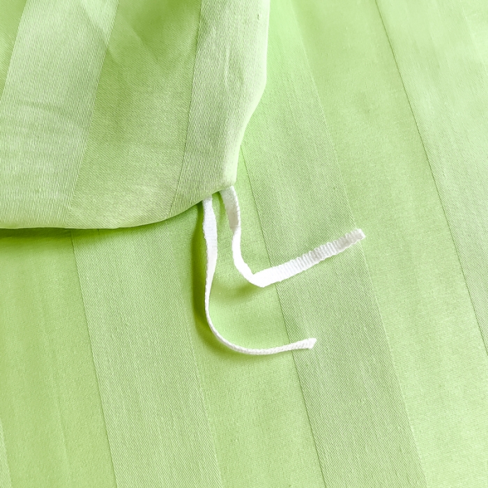 91家纺网 家纺一手货源 找家纺 慕尚 2025新款60支长绒棉提花条纹系列单品床单 条纹浅绿