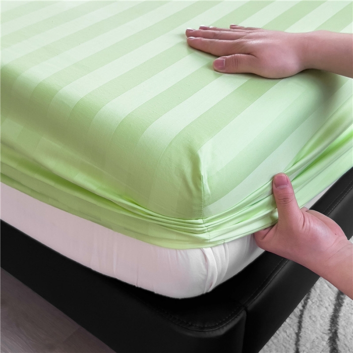 91家纺网 家纺一手货源 找家纺 （总）慕尚 2025新款60支长绒棉提花条纹系列单品床笠