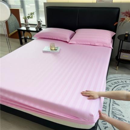 慕尚 2023新款60支长绒棉提花条纹系列单品床笠 条纹粉色