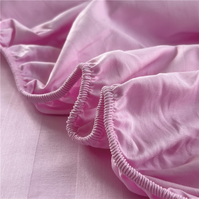 91家纺网 家纺一手货源 找家纺 慕尚 2025新款60支长绒棉提花条纹系列单品床笠 条纹粉色