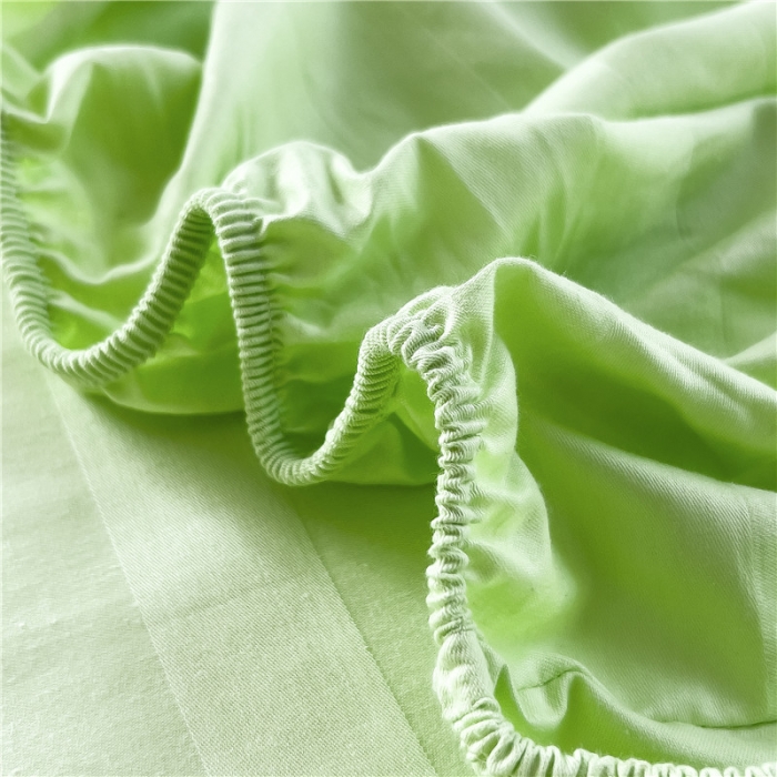 91家纺网 家纺一手货源 找家纺 慕尚 2025新款60支长绒棉提花条纹系列单品床笠 条纹浅绿