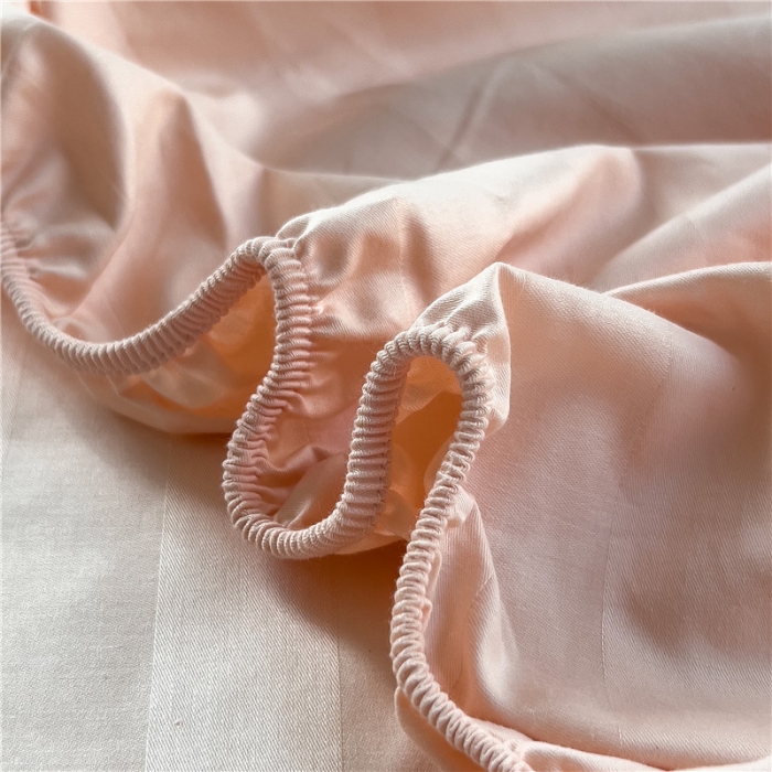 91家纺网 家纺一手货源 找家纺 慕尚 2025新款60支长绒棉提花条纹系列单品床笠 条纹浅玉