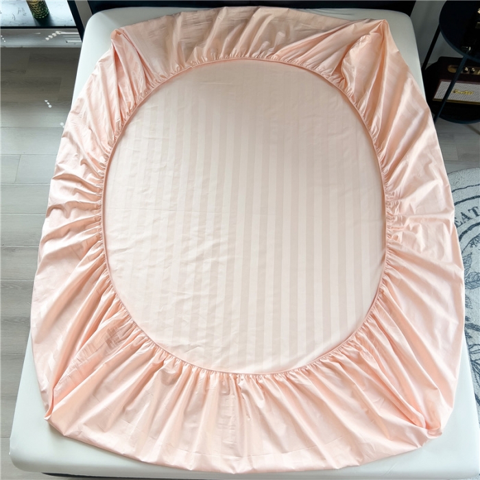 91家纺网 家纺一手货源 找家纺 慕尚 2025新款60支长绒棉提花条纹系列单品床笠 条纹浅玉