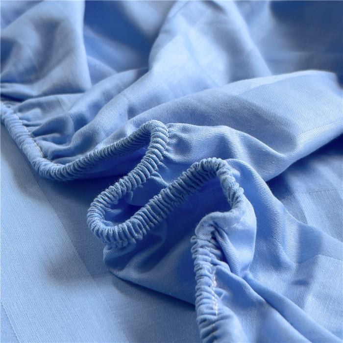 91家纺网 家纺一手货源 找家纺 慕尚 2025新款60支长绒棉提花条纹系列单品床笠 条纹天蓝