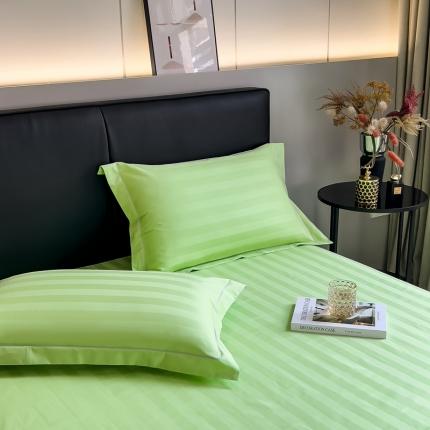 91家纺网 家纺一手货源 找家纺 慕尚 2025新款60支长绒棉提花条纹系列单品枕套 条纹浅绿