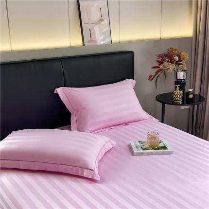 慕尚 2023新款60支长绒棉提花条纹系列单品枕套 条纹粉色
