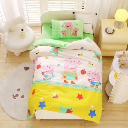 91家纺网 家纺一手货源 找家纺 总吉咪兔家纺新款正版小猪佩奇幼儿园被子三件套纯棉宝宝入园午睡被褥六件套