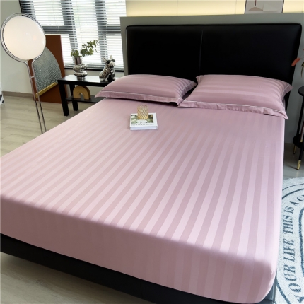 91家纺网 家纺一手货源 找家纺 （总）2025品乐60支长绒棉提花条纹无印风全棉床笠