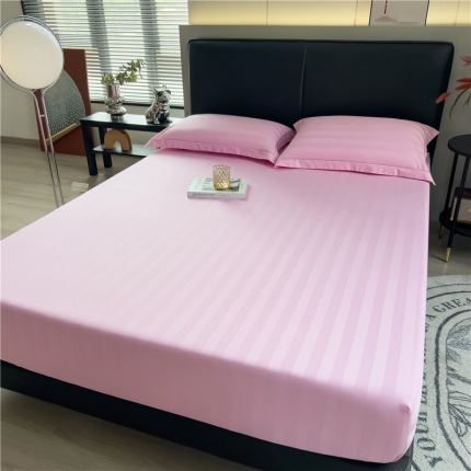 91家纺网 家纺一手货源 找家纺 （总）2025品乐60支长绒棉提花条纹无印风全棉床笠