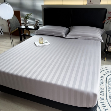 91家纺网 家纺一手货源 找家纺 （总）2025品乐60支长绒棉提花条纹无印风全棉床笠