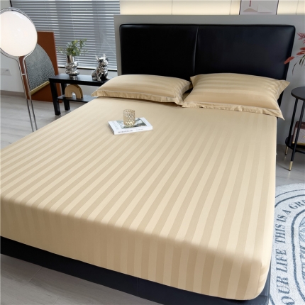 91家纺网 家纺一手货源 找家纺 （总）2025品乐60支长绒棉提花条纹无印风全棉床笠