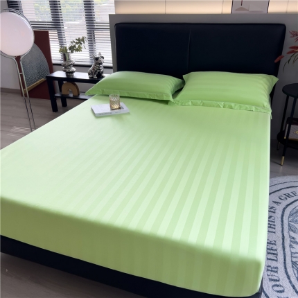 91家纺网 家纺一手货源 找家纺 （总）2025品乐60支长绒棉提花条纹无印风全棉床笠