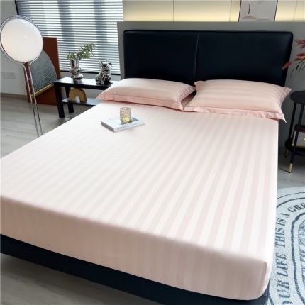 91家纺网 家纺一手货源 找家纺 （总）2025品乐60支长绒棉提花条纹无印风全棉床笠