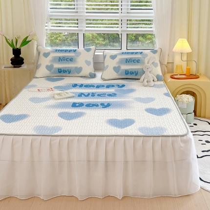 91家纺网 家纺一手货源 找家纺 (总) 慕尚 2025新款花边凉感丝乳胶凉席床席床裙款