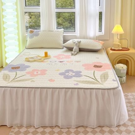 91家纺网 家纺一手货源 找家纺 (总) 慕尚 2025新款花边凉感丝乳胶凉席床席床裙款