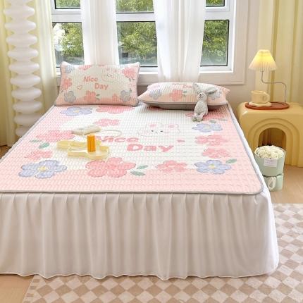 91家纺网 家纺一手货源 找家纺 (总) 慕尚 2025新款花边凉感丝乳胶凉席床席床裙款