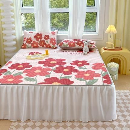 91家纺网 家纺一手货源 找家纺 (总) 慕尚 2025新款花边凉感丝乳胶凉席床席床裙款