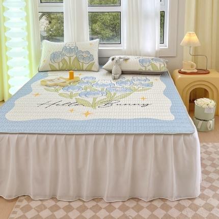 91家纺网 家纺一手货源 找家纺 (总) 慕尚 2025新款花边凉感丝乳胶凉席床席床裙款