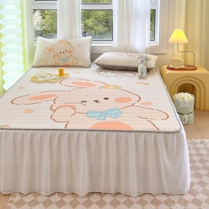 91家纺网 家纺一手货源 找家纺 (总) 慕尚 2025新款花边凉感丝乳胶凉席床席床裙款