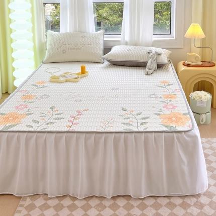 91家纺网 家纺一手货源 找家纺 (总) 慕尚 2025新款花边凉感丝乳胶凉席床席床裙款