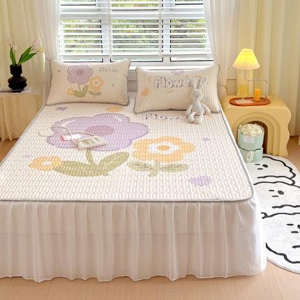 91家纺网 家纺一手货源 找家纺 (总) 慕尚 2025新款花边凉感丝乳胶凉席床席床裙款