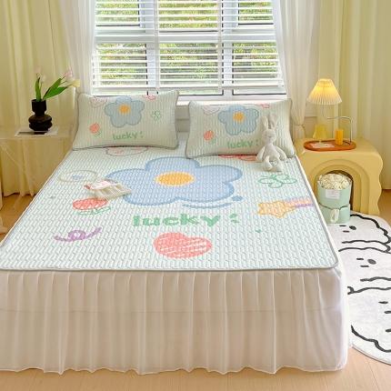 91家纺网 家纺一手货源 找家纺 (总) 慕尚 2025新款花边凉感丝乳胶凉席床席床裙款