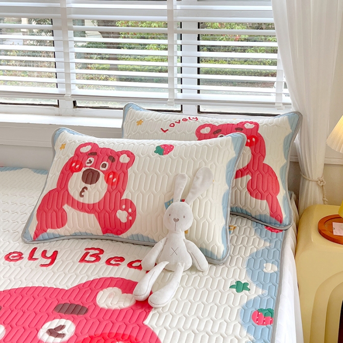 91家纺网 家纺一手货源 找家纺 (总) 慕尚 2025新款花边凉感丝乳胶凉席床席床裙款