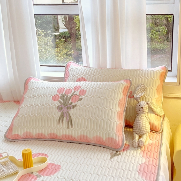 91家纺网 家纺一手货源 找家纺 慕尚 2025新款花边凉感丝乳胶凉席床席床裙款 莫奈