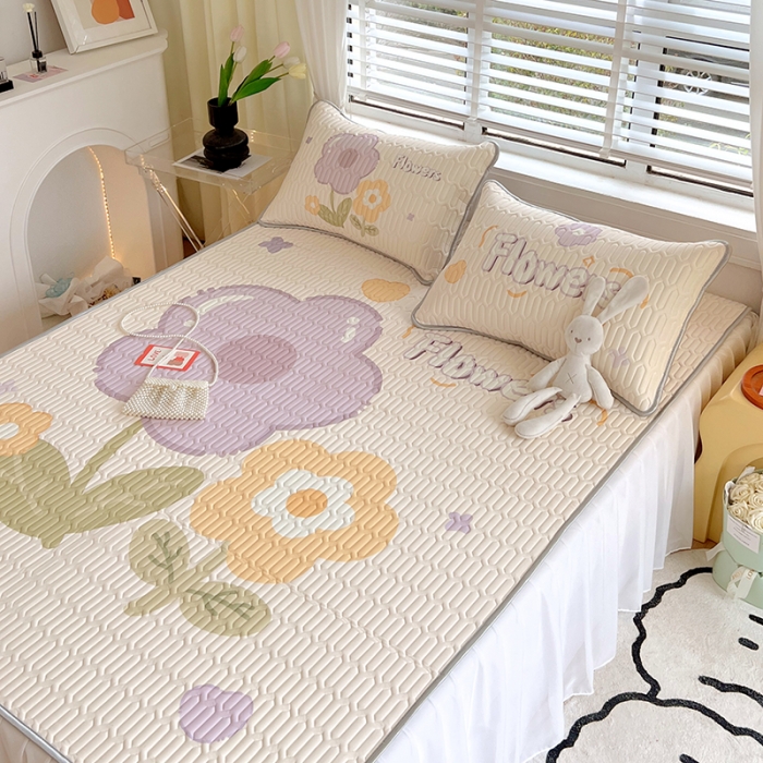 91家纺网 家纺一手货源 找家纺 慕尚 2025新款花边凉感丝乳胶凉席床席床裙款 莎莉