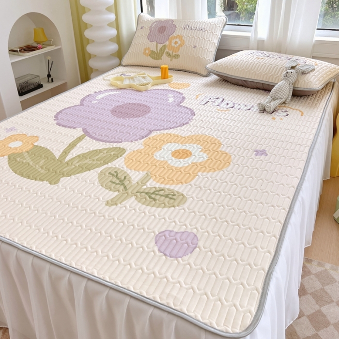 91家纺网 家纺一手货源 找家纺 慕尚 2025新款花边凉感丝乳胶凉席床席床裙款 莎莉