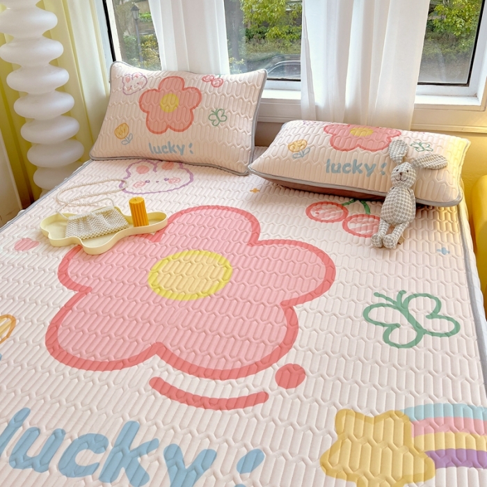 91家纺网 家纺一手货源 找家纺 慕尚 2025新款花边凉感丝乳胶凉席床席床裙款 仙本娜