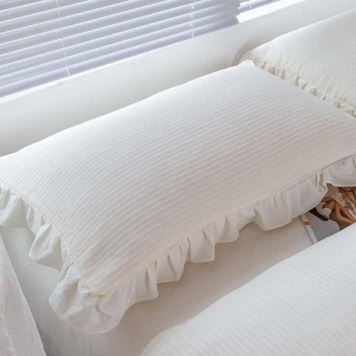 91家纺网 家纺一手货源 找家纺 慕尚 2025新款全棉镂空水洗棉四件套 沉香-米白