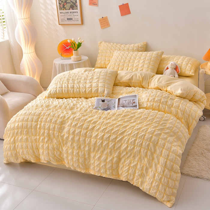 91家纺网 家纺一手货源 找家纺 （总）梦莱情 2023新款泡泡纱水洗棉四件套