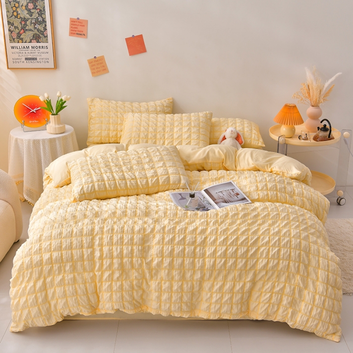 91家纺网 家纺一手货源 找家纺 （总）梦莱情 2023新款泡泡纱水洗棉四件套