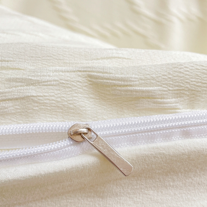 91家纺网 家纺一手货源 找家纺 阿曼达 2023新款水洗m泡泡纱四件套 泡泡格-奶油白