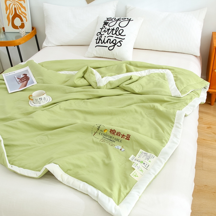 91家纺网 家纺一手货源 找家纺 爱宝被业 2025新款水洗棉麻夏被 橄榄绿