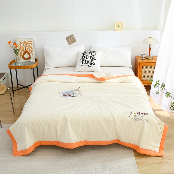 91家纺网 家纺一手货源 找家纺 爱宝被业 2025新款水洗棉麻夏被 米黄色