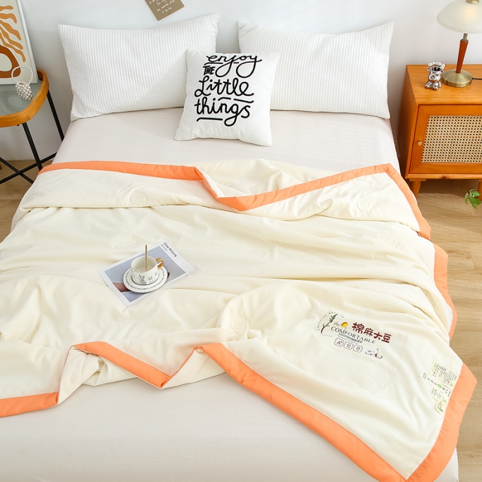 91家纺网 家纺一手货源 找家纺 爱宝被业 2025新款水洗棉麻夏被 米黄色